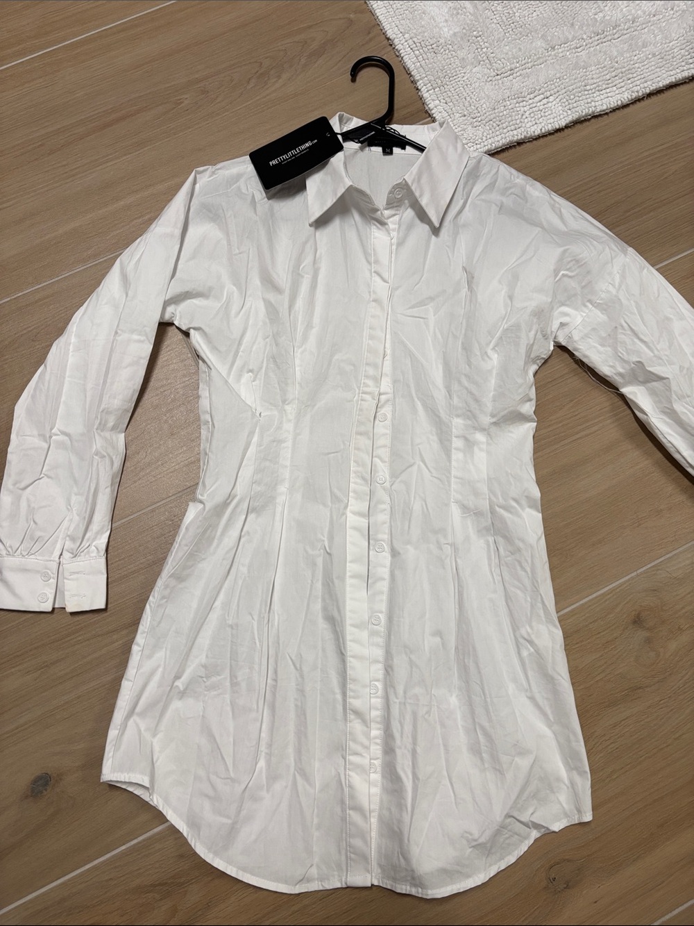 PrettyLittleThing White Mini Shirt Dress